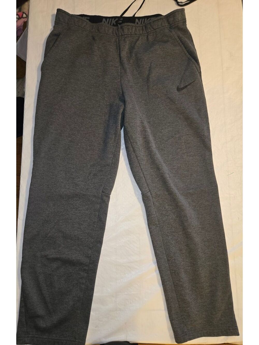 Nike Dri-FIT Men's 2XL XXL Gray Athletic Training Pants Swoosh 100% Polyester